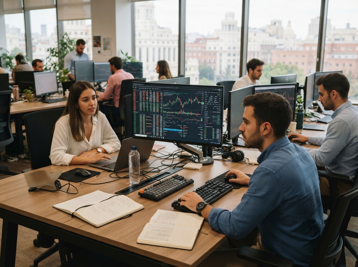 Leztruvin Trading App equipo técnico revisando modelos de análisis de riesgo